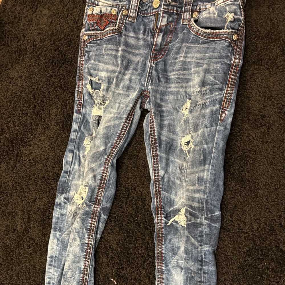 Rock Revival Blue Distressed Straight Jeans